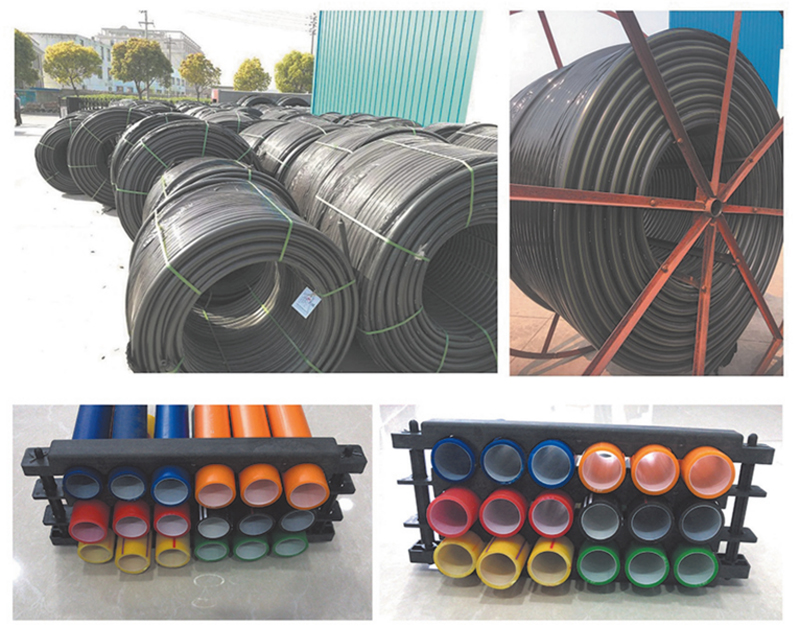 高密度聚乙烯(HDPE )硅芯管制作，系采用特種HDPE原料加硅料共擠復(fù)合而成，具備以下基本特性: 1.管道的強度，包括抗壓，抗張和抗沖擊能力，充分考慮到光(電)纜保護所需的安全系數(shù)，不再需要大管作外層保護。 2、硅管曲率半徑小，為其外徑的十倍。敷管時遇到彎曲處和上下管落差處可隨路而轉(zhuǎn)或隨坡而走，無須作任何特別處理，更不必設(shè)入井過渡。 3、其內(nèi)壁的硅芯層是固體的，永久的潤滑濟。 4、其內(nèi)壁的硅芯層被同步擠壓進壁內(nèi)，均勻地分布于整個內(nèi)壁，硅芯層與高度密聚乙烯具有相同的物理和機械特性:不會剝落，脫離。 5、其內(nèi)壁硅芯層的摩擦特性保持不變，纜線在管道內(nèi)反復(fù)抽取。 6、其內(nèi)璧的硅芯層不與水溶，污物進管后可用水沖洗管道，可免遭嚙齒動物破壞。7、抗老化，使用壽命長，埋入地下可達50年以上。 8、耐候性能好。 9、施工快捷，可大降低工程造價。